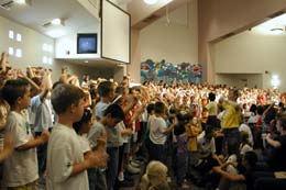 Doug front left amongst the sea of humanity which is the Penasquitos Luthern's VBS