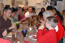 The extended Christmas Evening dinner table