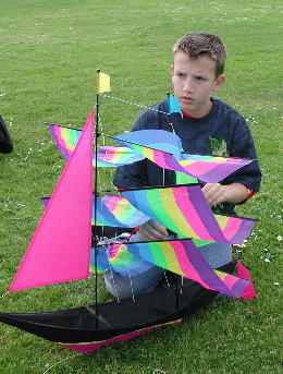 Bradley looking far too serious about kite flying