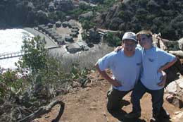 Keith and Doug atop Bible Peak with Camp Fox below
