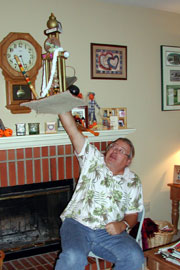 Kent proudly hoists his trophy at Turkeyball Champion