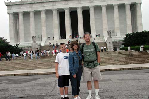 Doug took this picture of Brad, Kristi, and Keith at the Lincoln Memorial.
